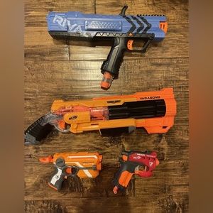 Lot of 4 Nerf guns (1 Rival), foam bullets included!